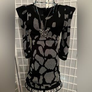 BEBE ADDICTION Lurex Animal Sweater Dress NWT